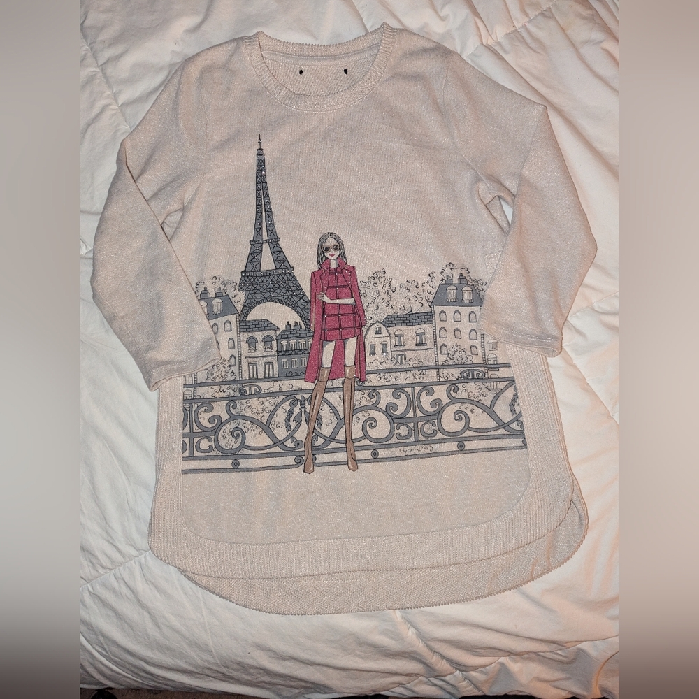 Source Unknown Beige Graphic Blouse - image 1